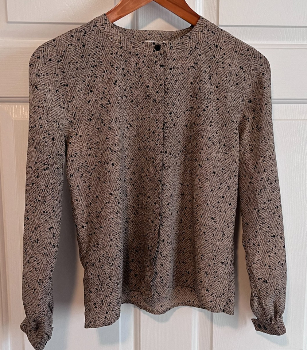 Vintage Jerri Sherman 100% Silk Button Front Blouse Women’s Size 2 l
